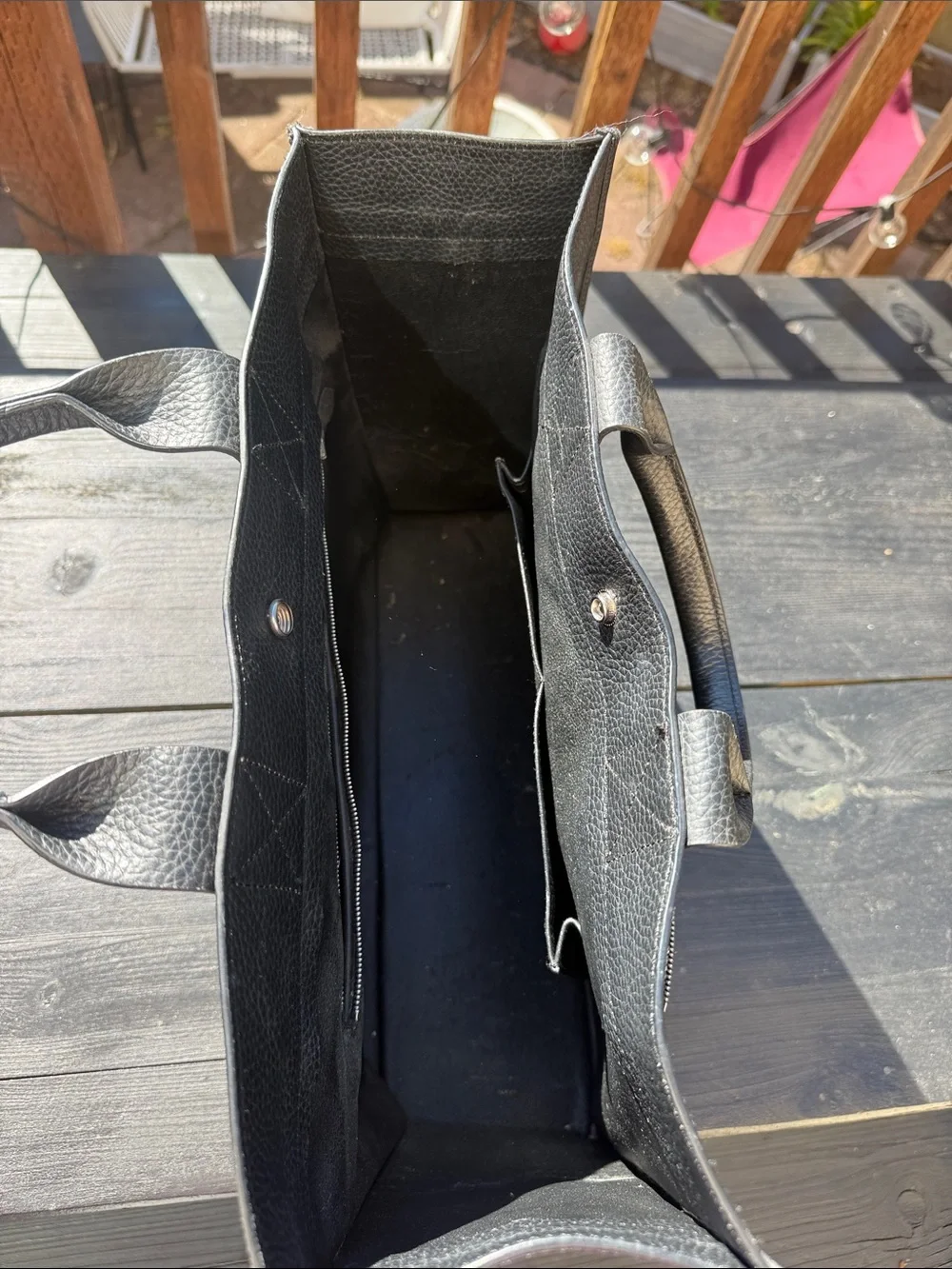 Hermes Black Pebbled Leather Tote Briefcase - vintage early 2000s.